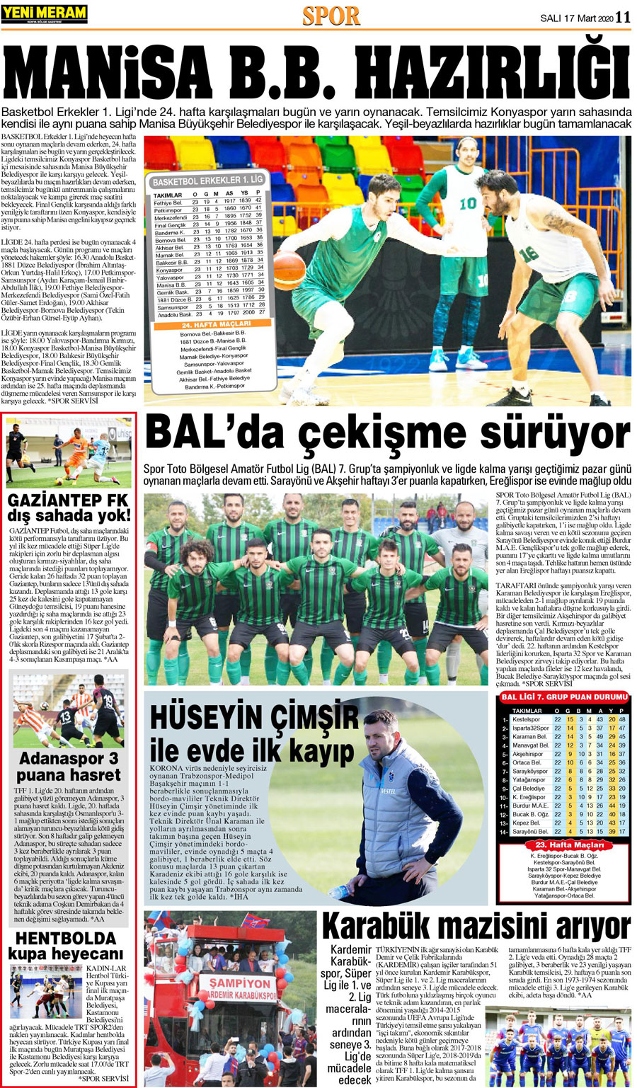 17 Mart 2020 Yeni Meram Gazetesi