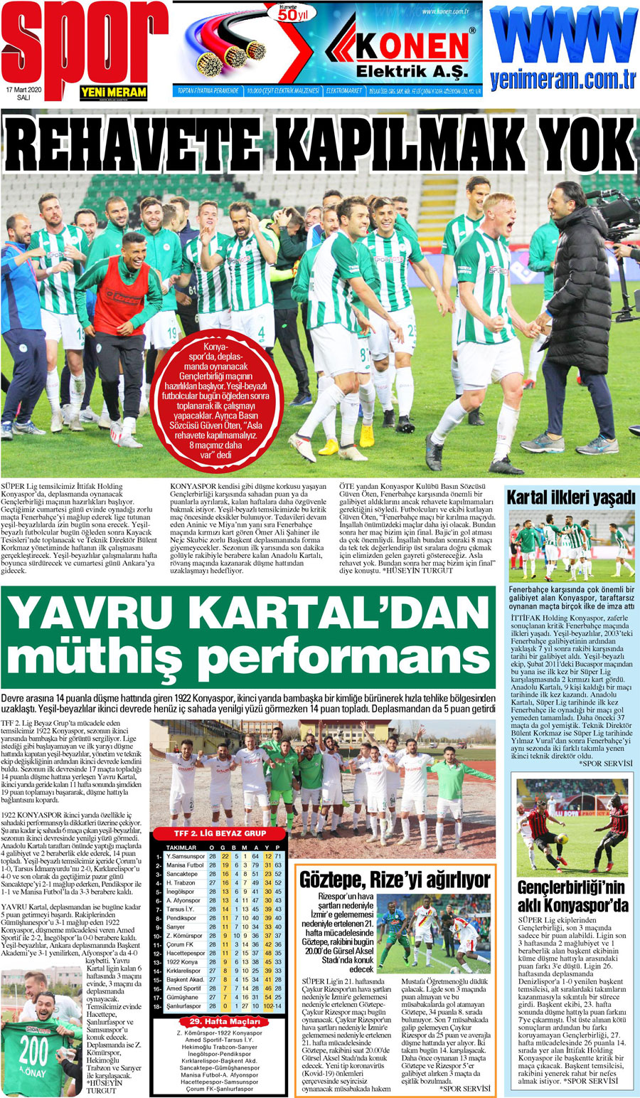 17 Mart 2020 Yeni Meram Gazetesi