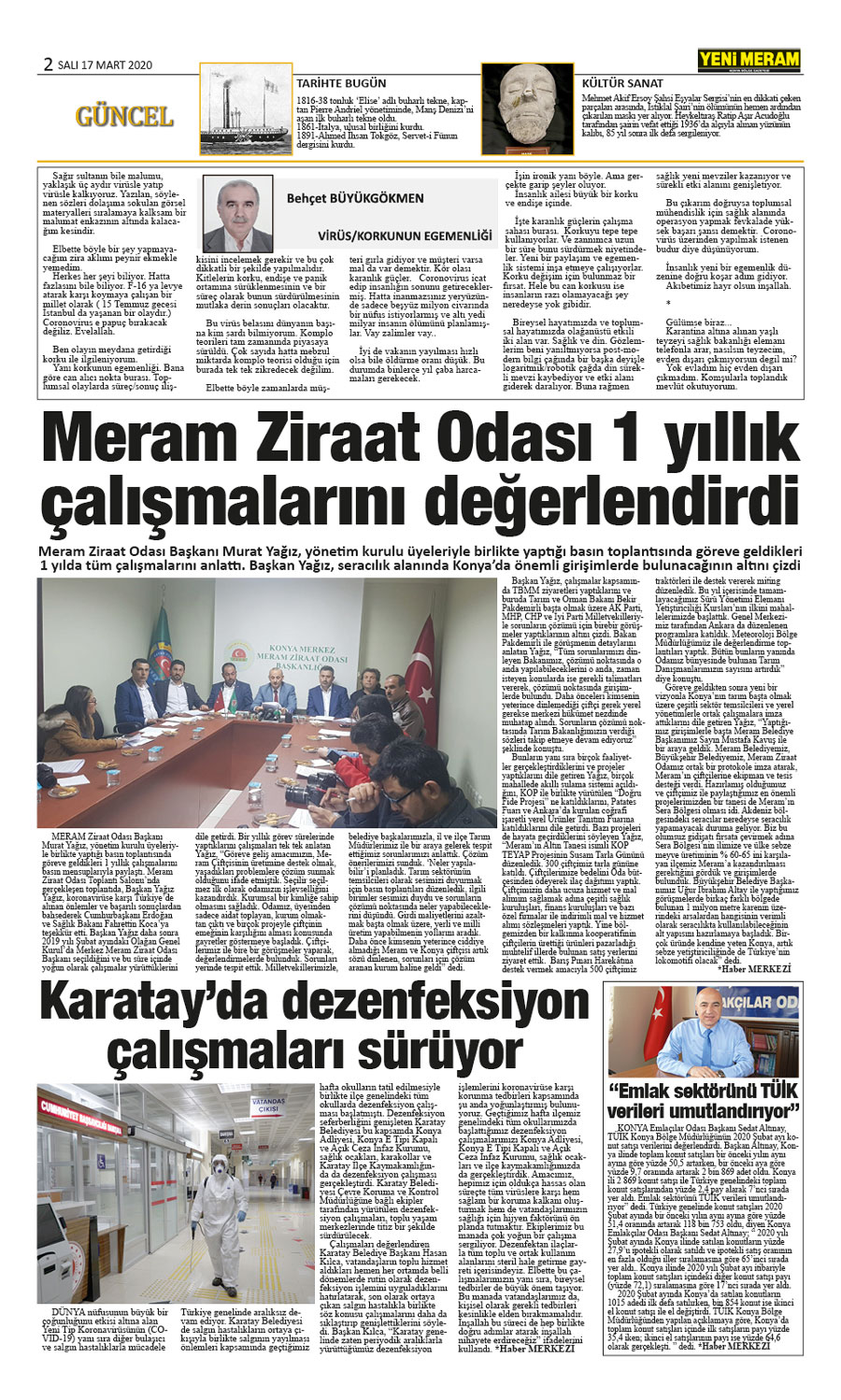 17 Mart 2020 Yeni Meram Gazetesi