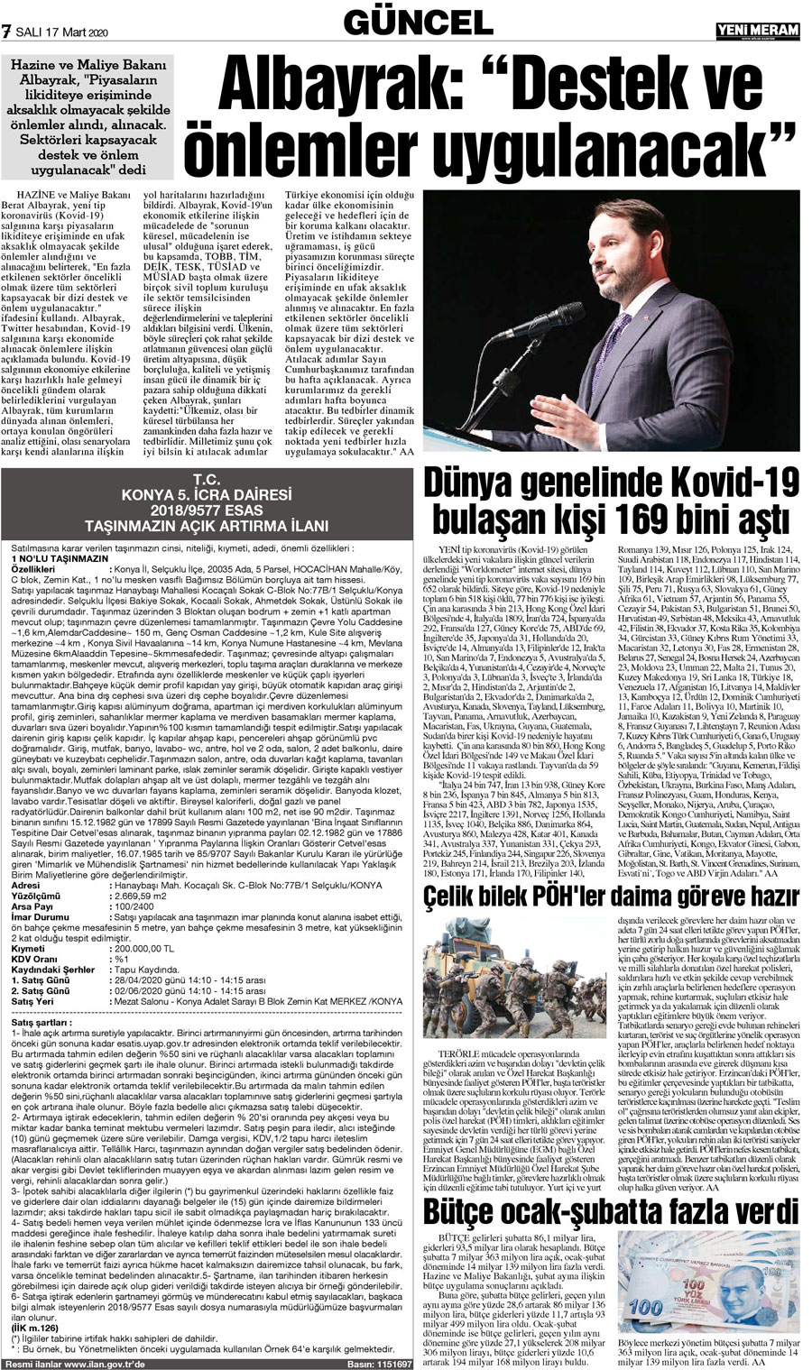 17 Mart 2020 Yeni Meram Gazetesi