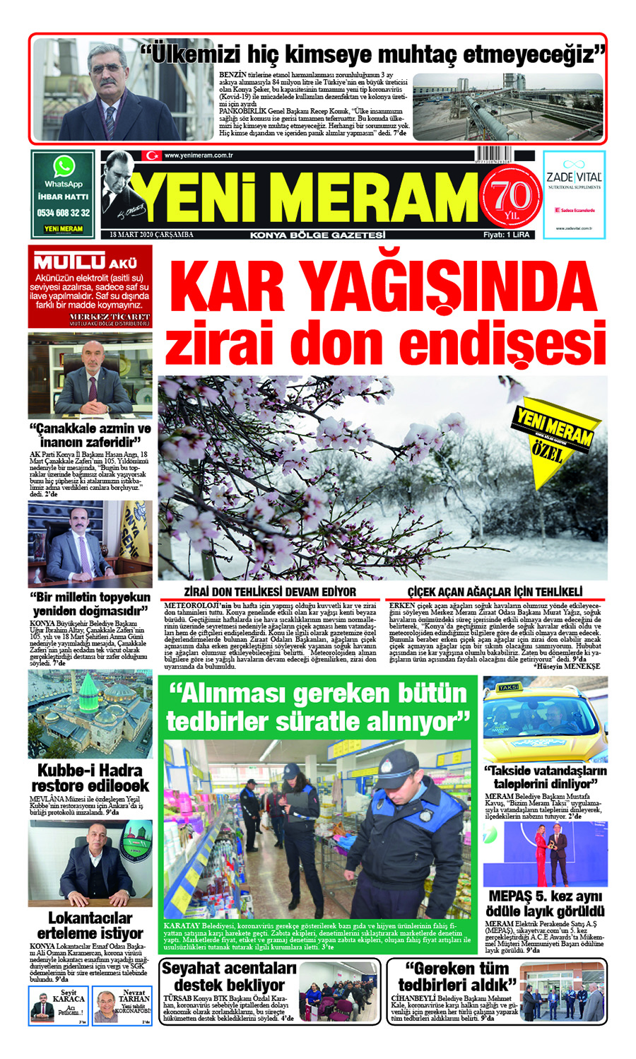 18 Mart 2020 Yeni Meram Gazetesi