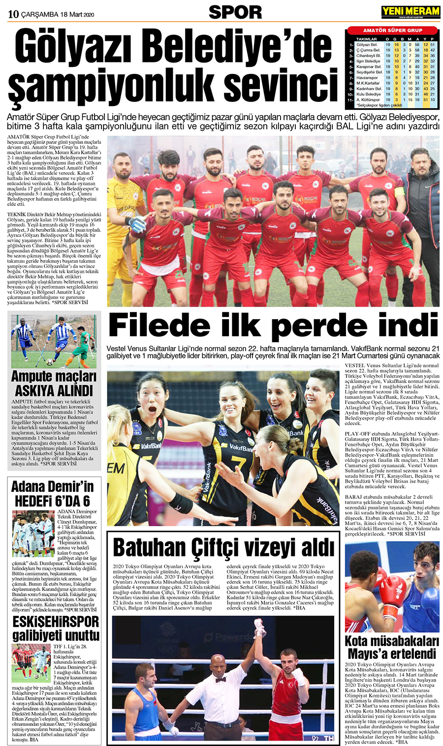 18 Mart 2020 Yeni Meram Gazetesi