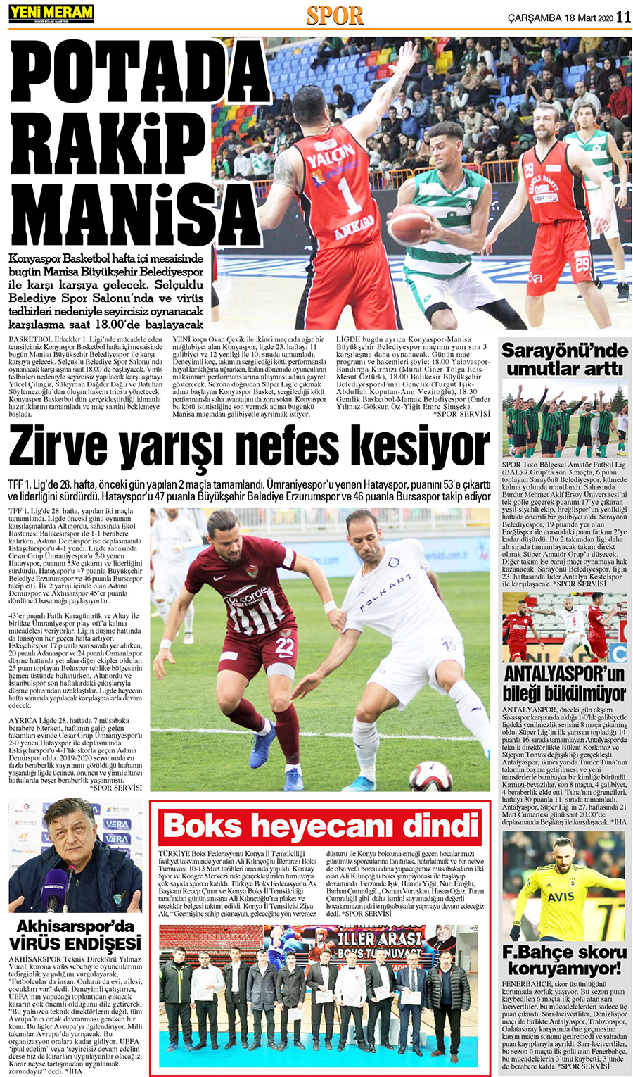 18 Mart 2020 Yeni Meram Gazetesi