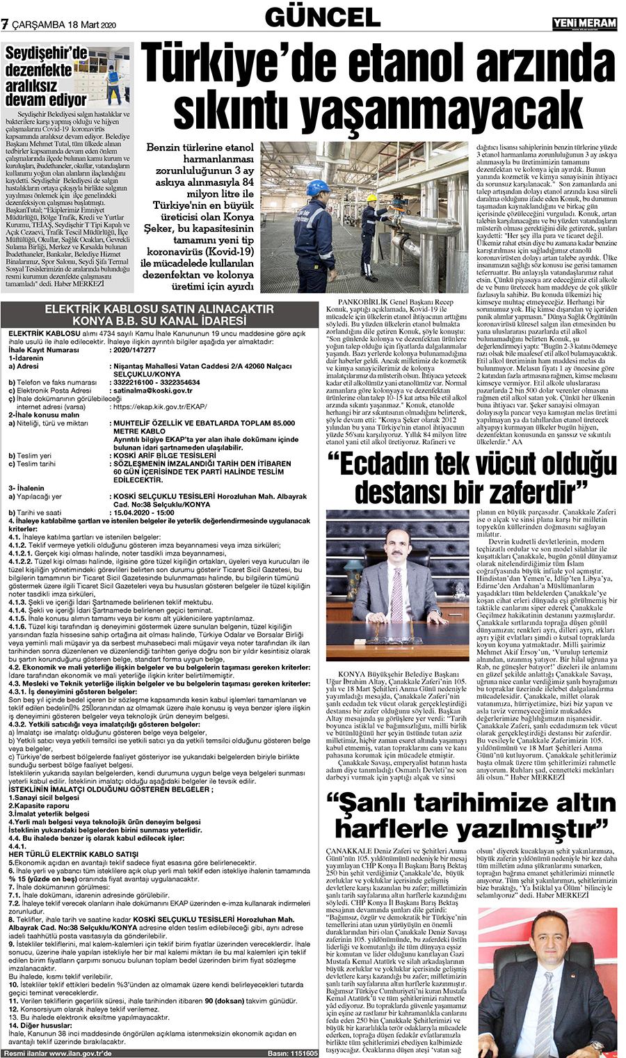 18 Mart 2020 Yeni Meram Gazetesi