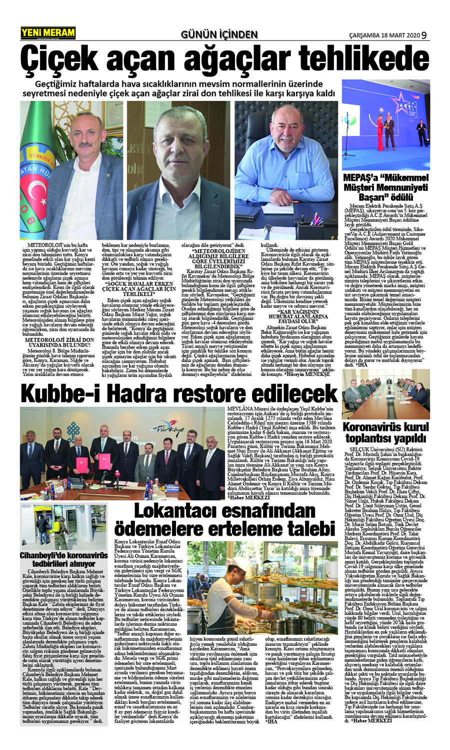 18 Mart 2020 Yeni Meram Gazetesi