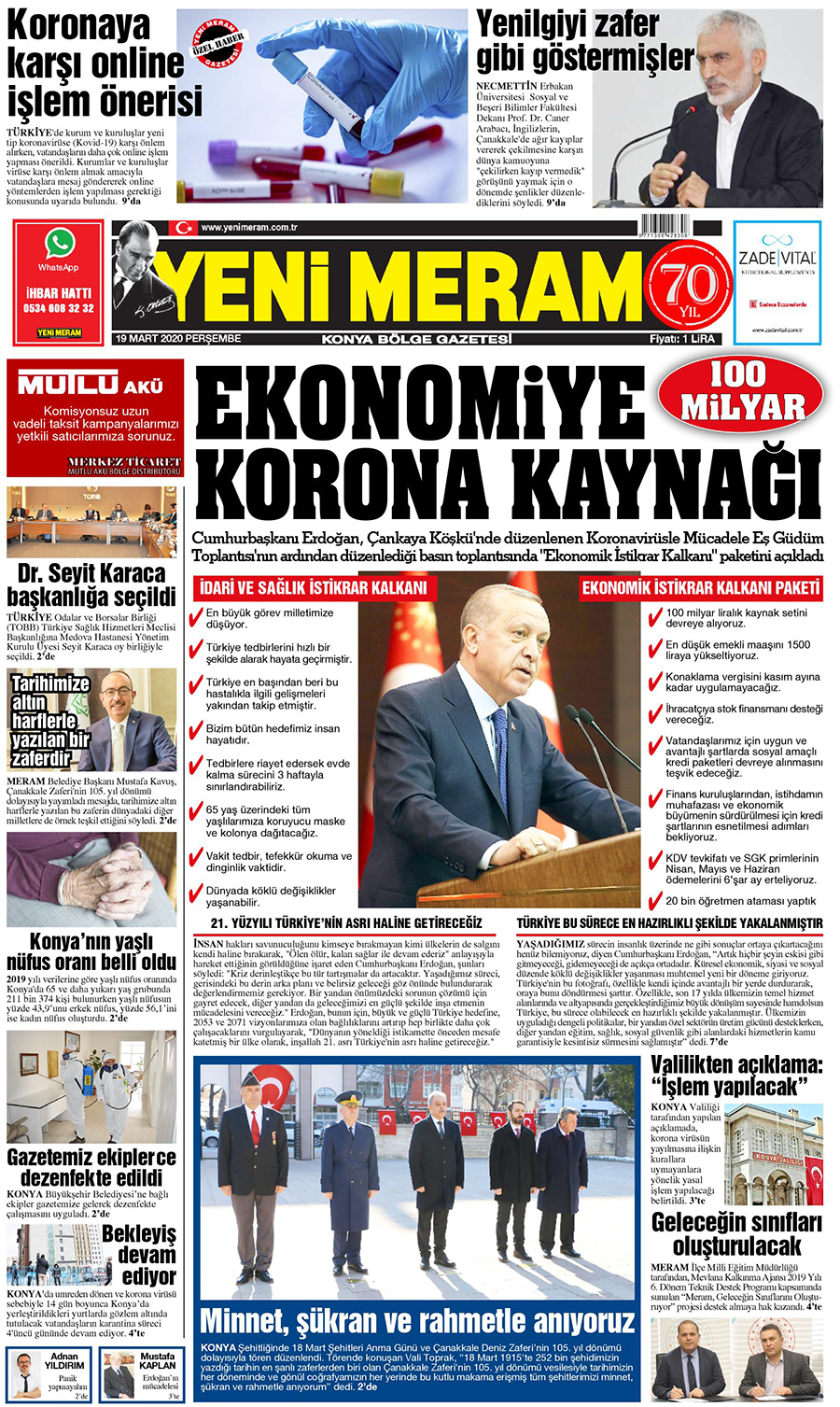 19 Mart 2020 Yeni Meram Gazetesi