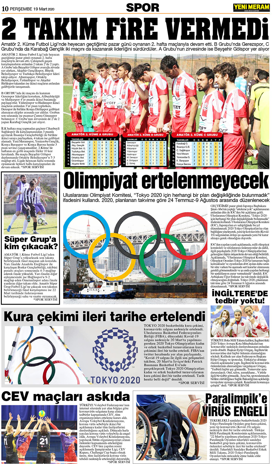 19 Mart 2020 Yeni Meram Gazetesi