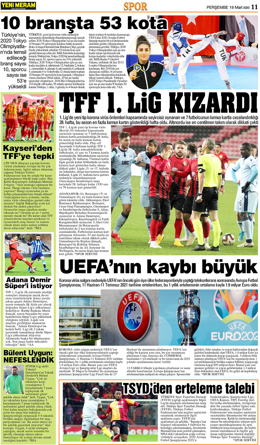 19 Mart 2020 Yeni Meram Gazetesi