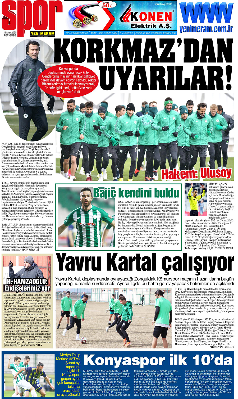 19 Mart 2020 Yeni Meram Gazetesi