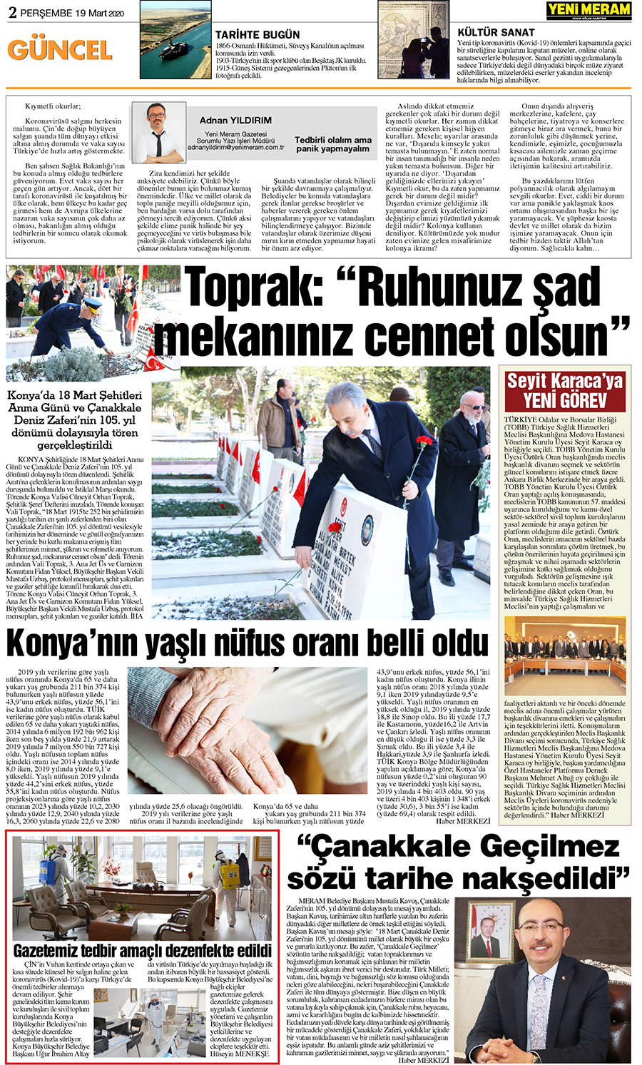 19 Mart 2020 Yeni Meram Gazetesi