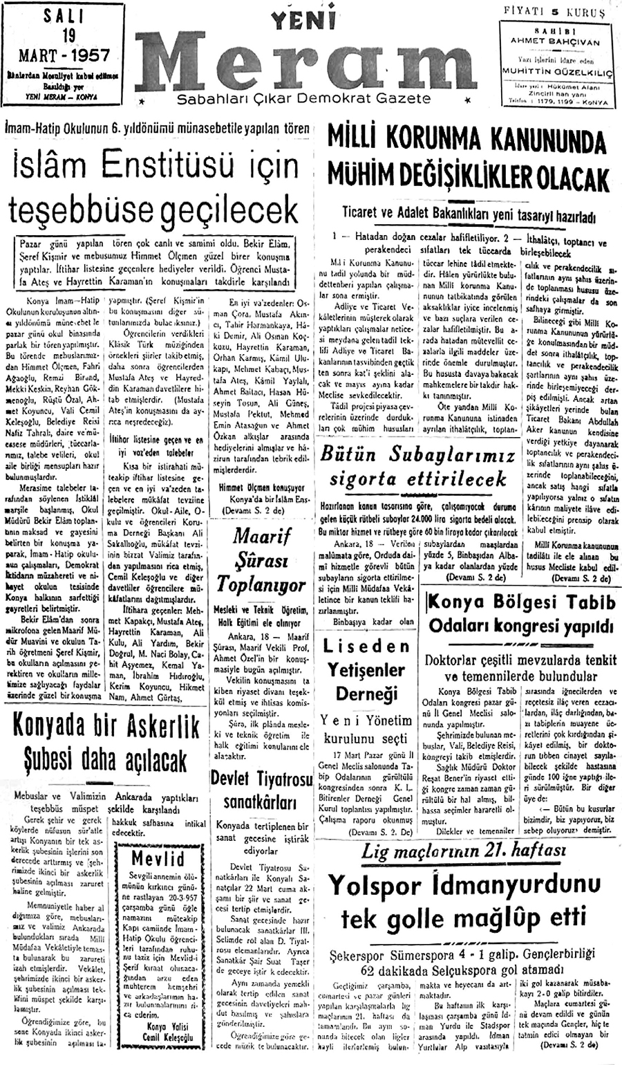 19 Mart 2020 Yeni Meram Gazetesi