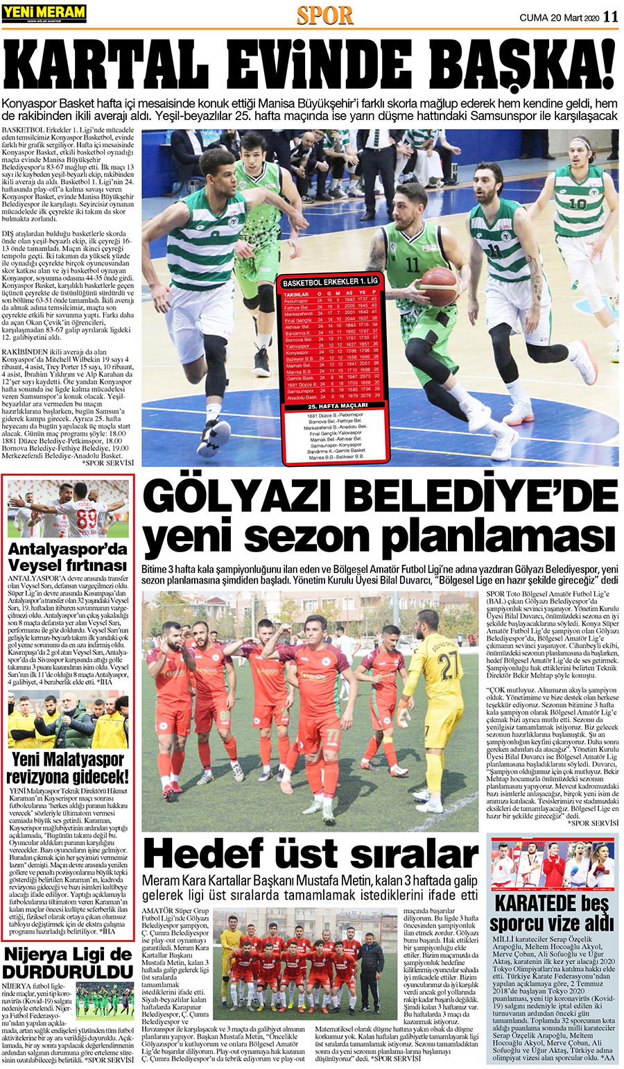 20 Mart 2020 Yeni Meram Gazetesi