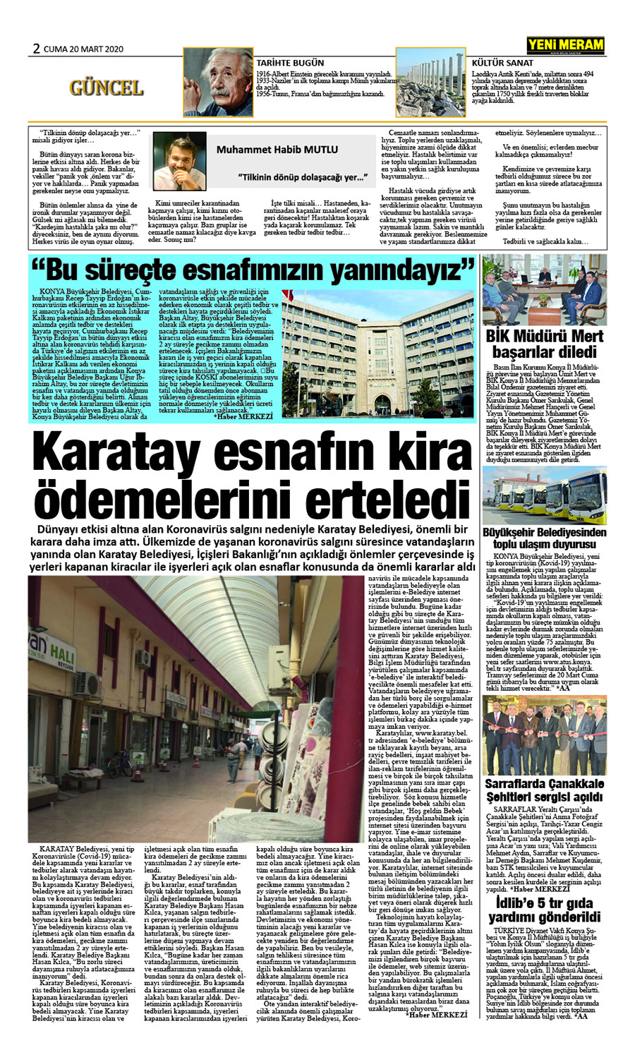 20 Mart 2020 Yeni Meram Gazetesi