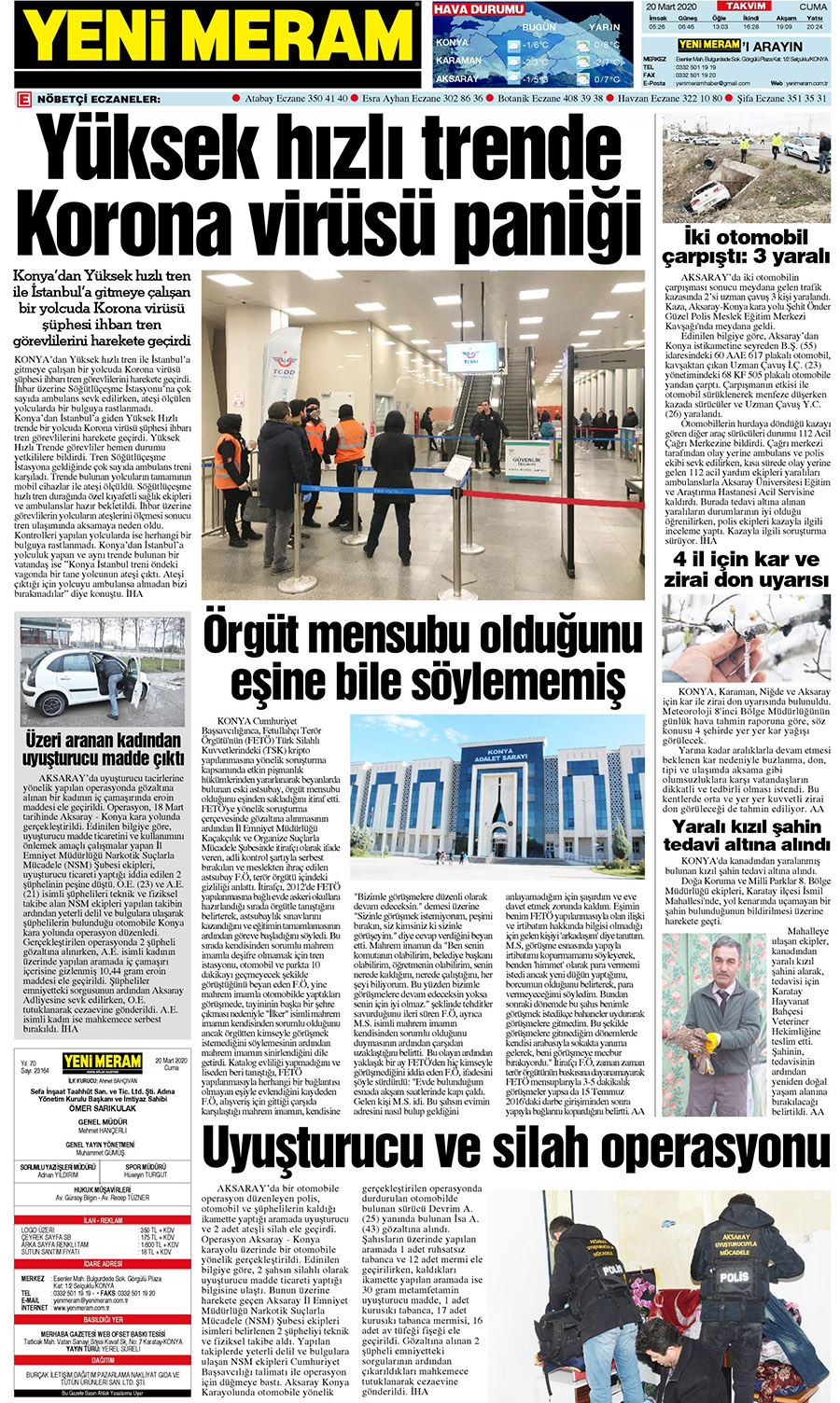 20 Mart 2020 Yeni Meram Gazetesi