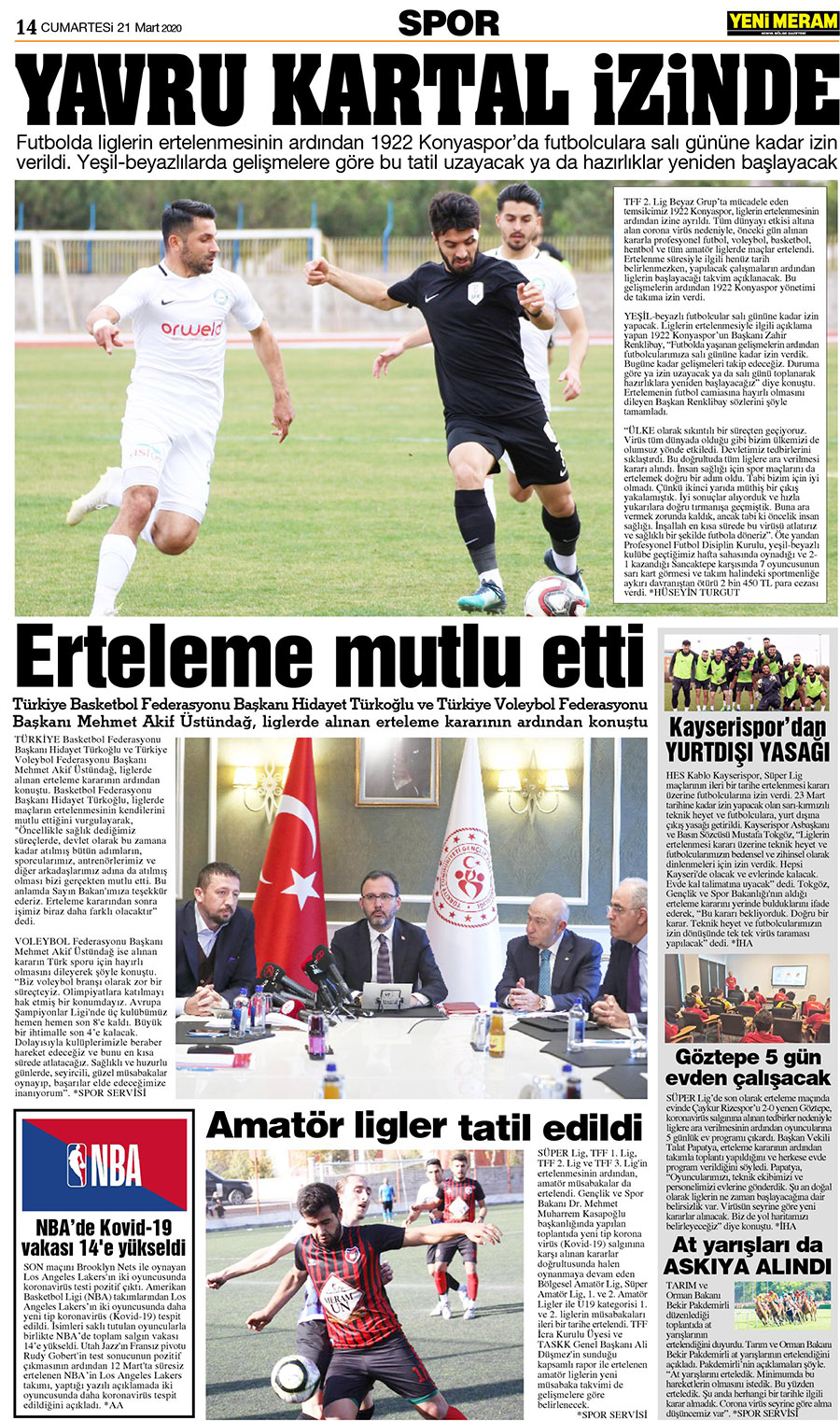 21 Mart 2020 Yeni Meram Gazetesi