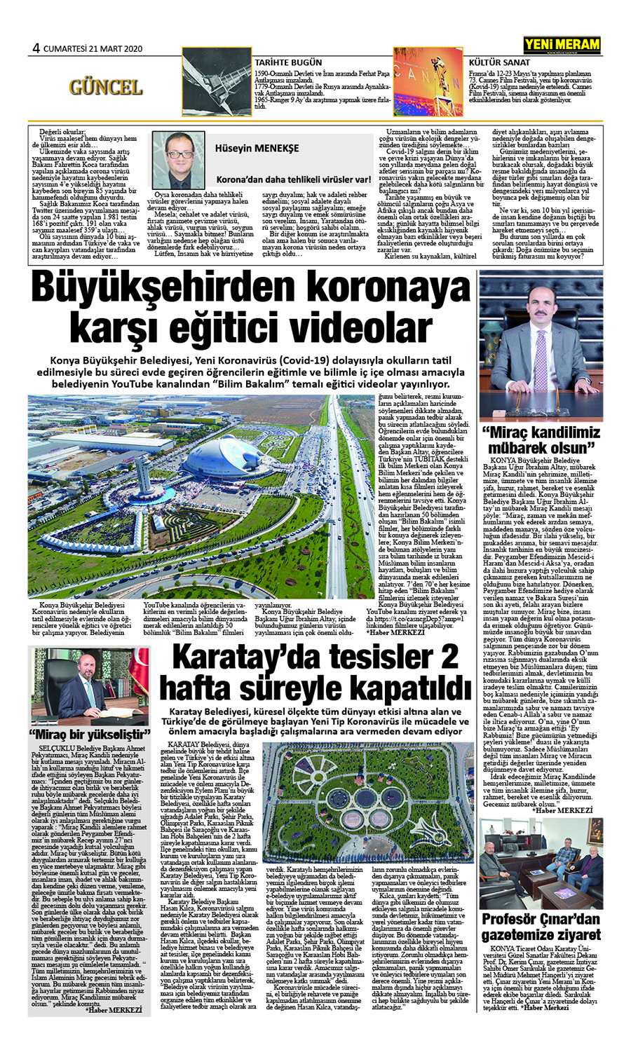 21 Mart 2020 Yeni Meram Gazetesi