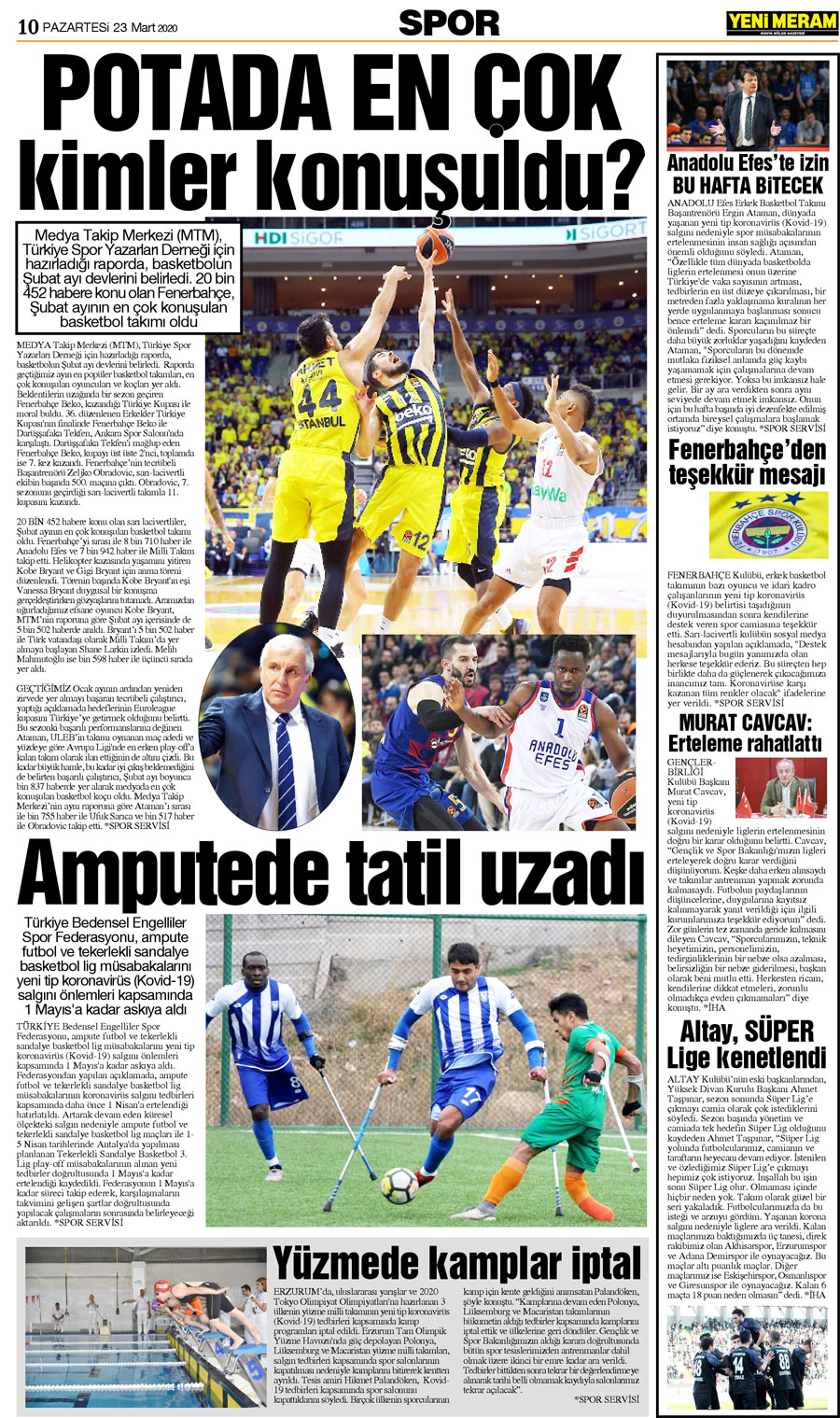 23 Mart 2020 Yeni Meram Gazetesi