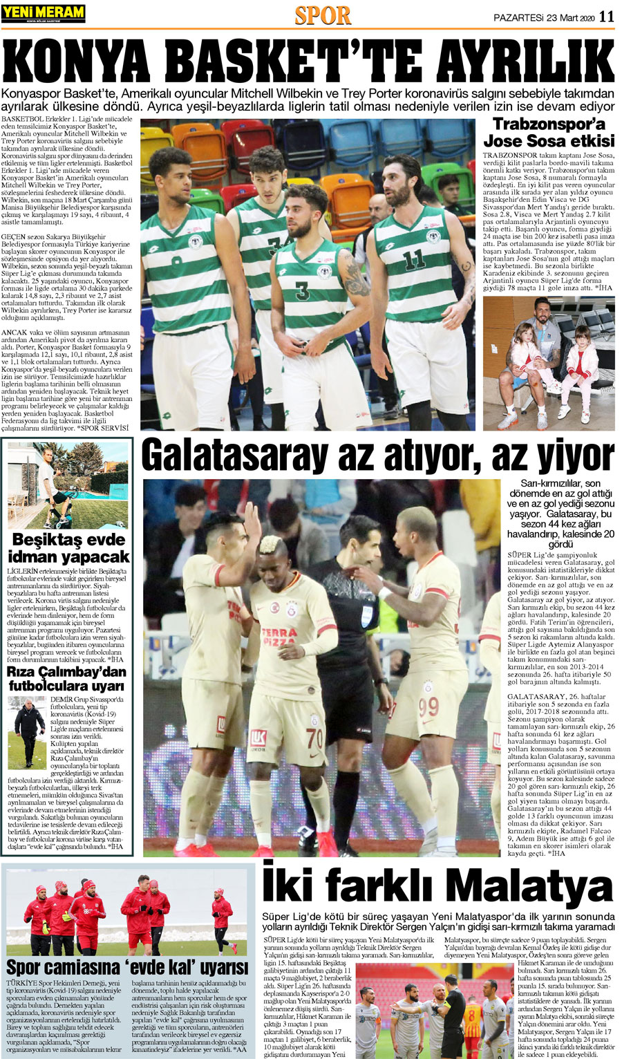 23 Mart 2020 Yeni Meram Gazetesi