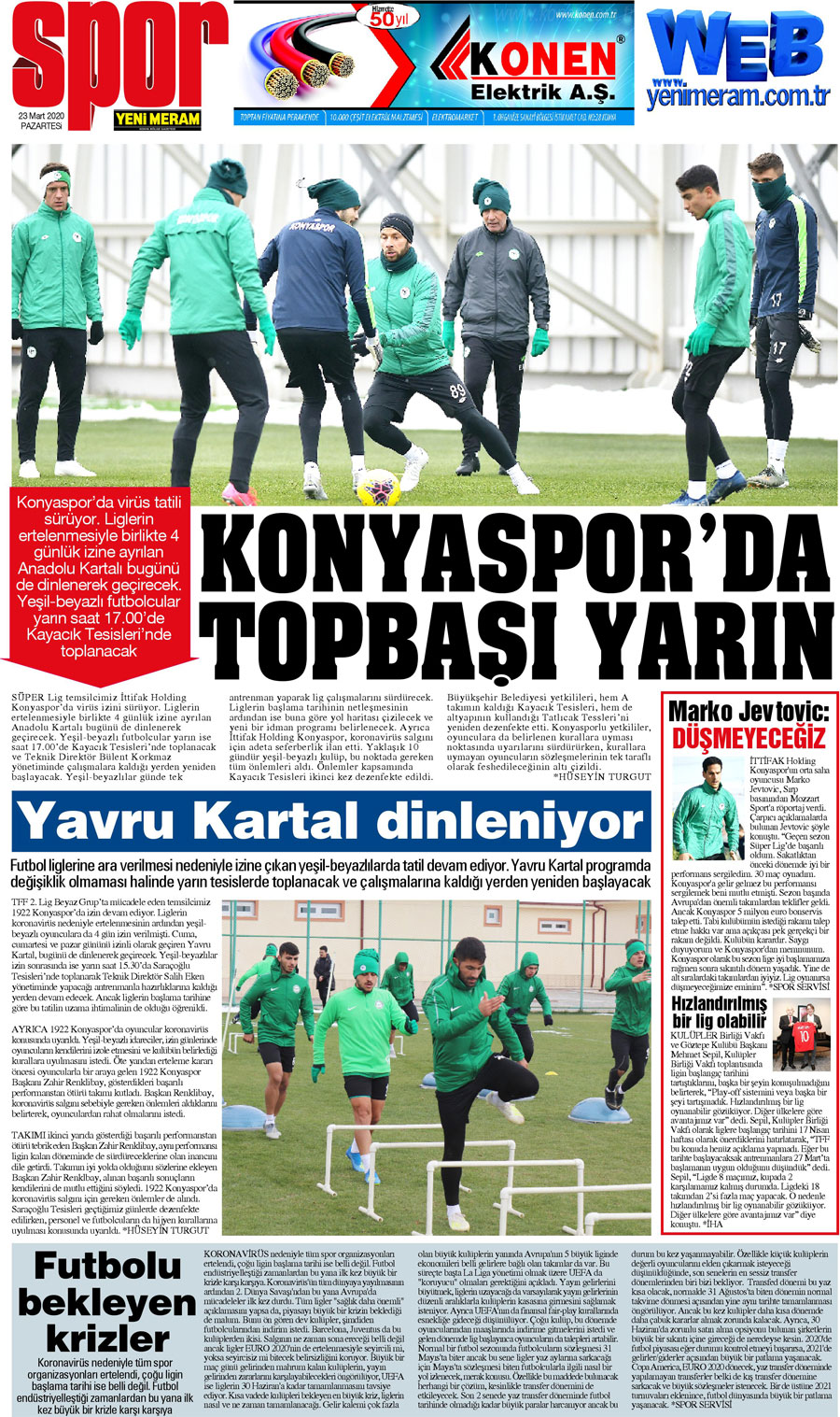 23 Mart 2020 Yeni Meram Gazetesi