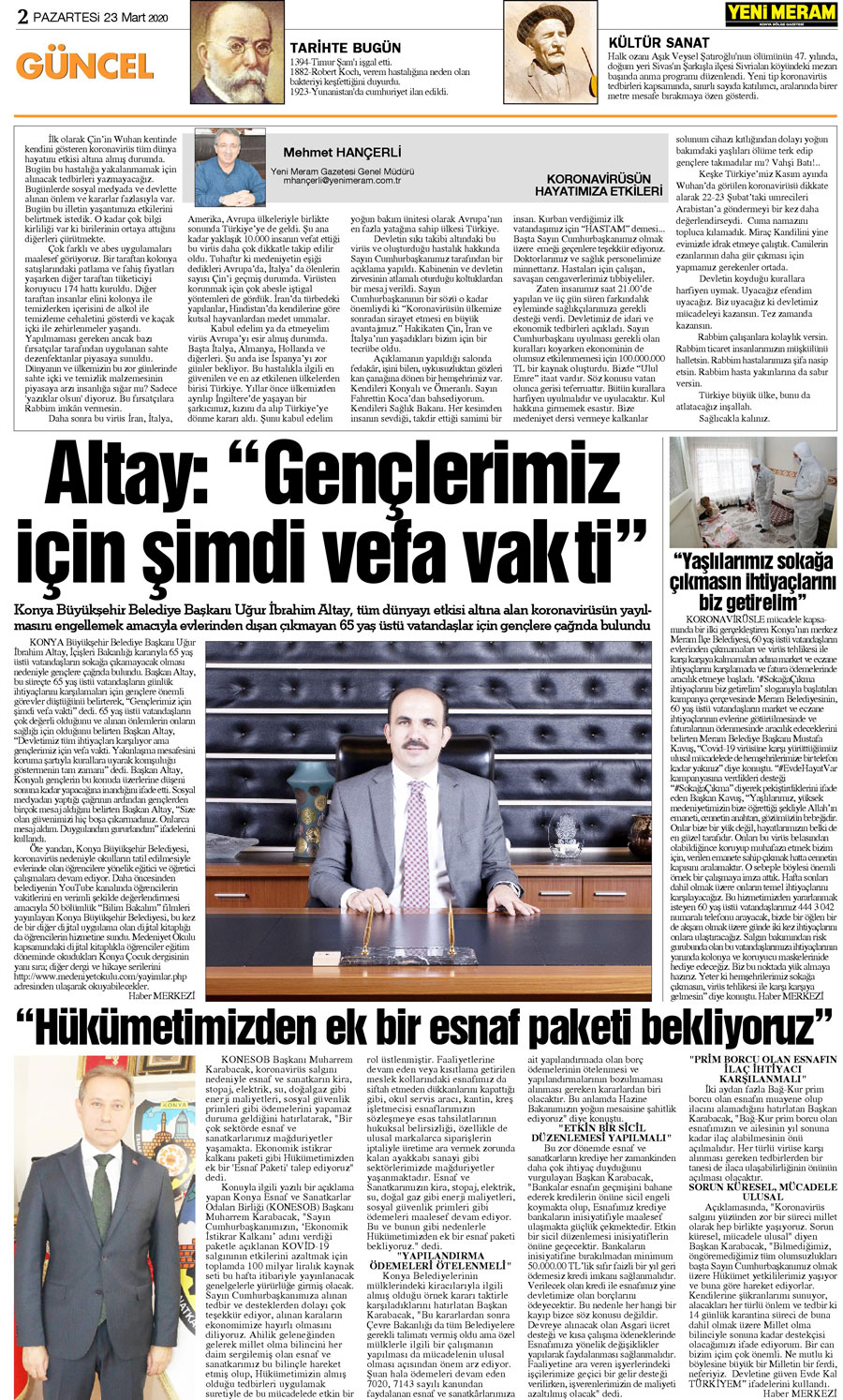 23 Mart 2020 Yeni Meram Gazetesi