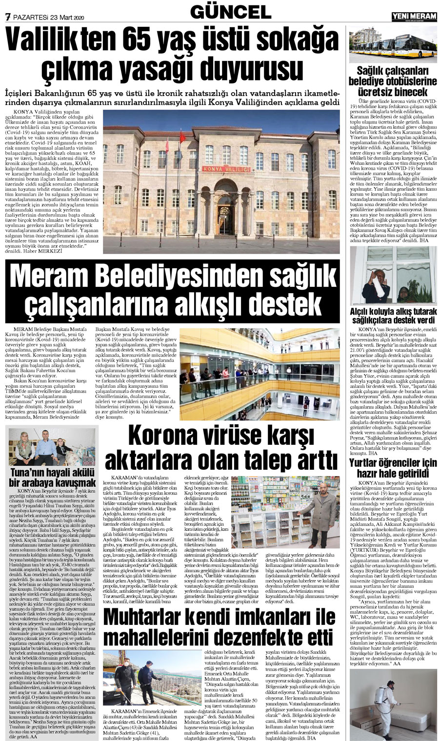 23 Mart 2020 Yeni Meram Gazetesi