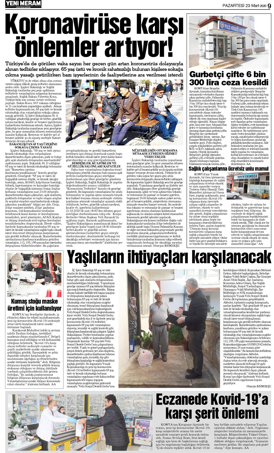 23 Mart 2020 Yeni Meram Gazetesi