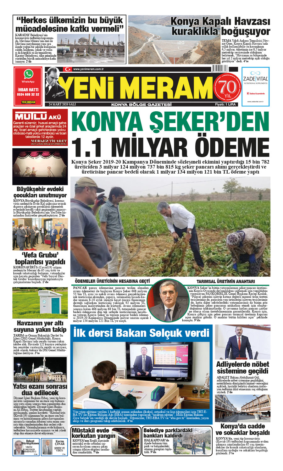 24 Mart 2020 Yeni Meram Gazetesi