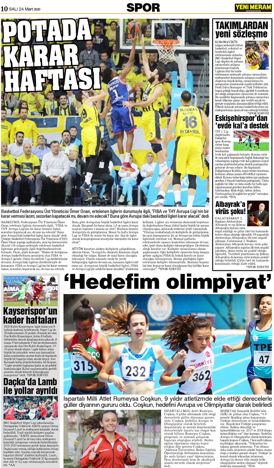 24 Mart 2020 Yeni Meram Gazetesi