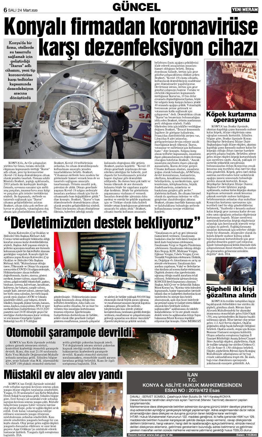 24 Mart 2020 Yeni Meram Gazetesi