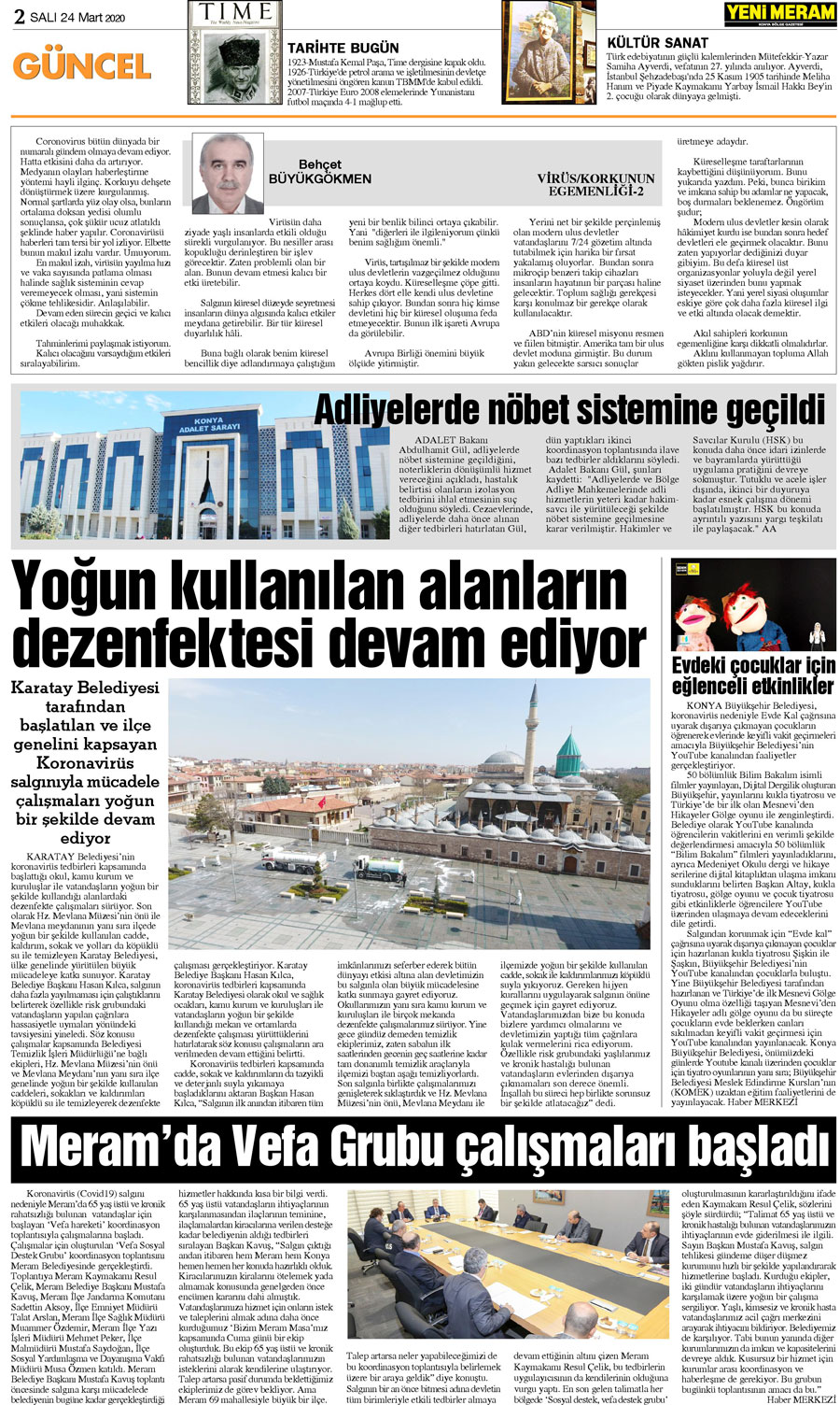 24 Mart 2020 Yeni Meram Gazetesi