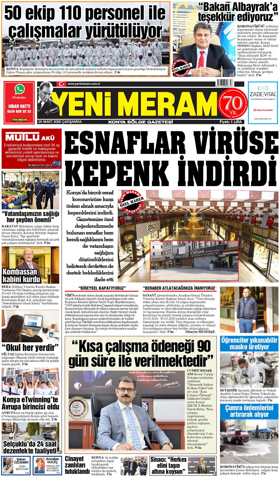 25 Mart 2020 Yeni Meram Gazetesi