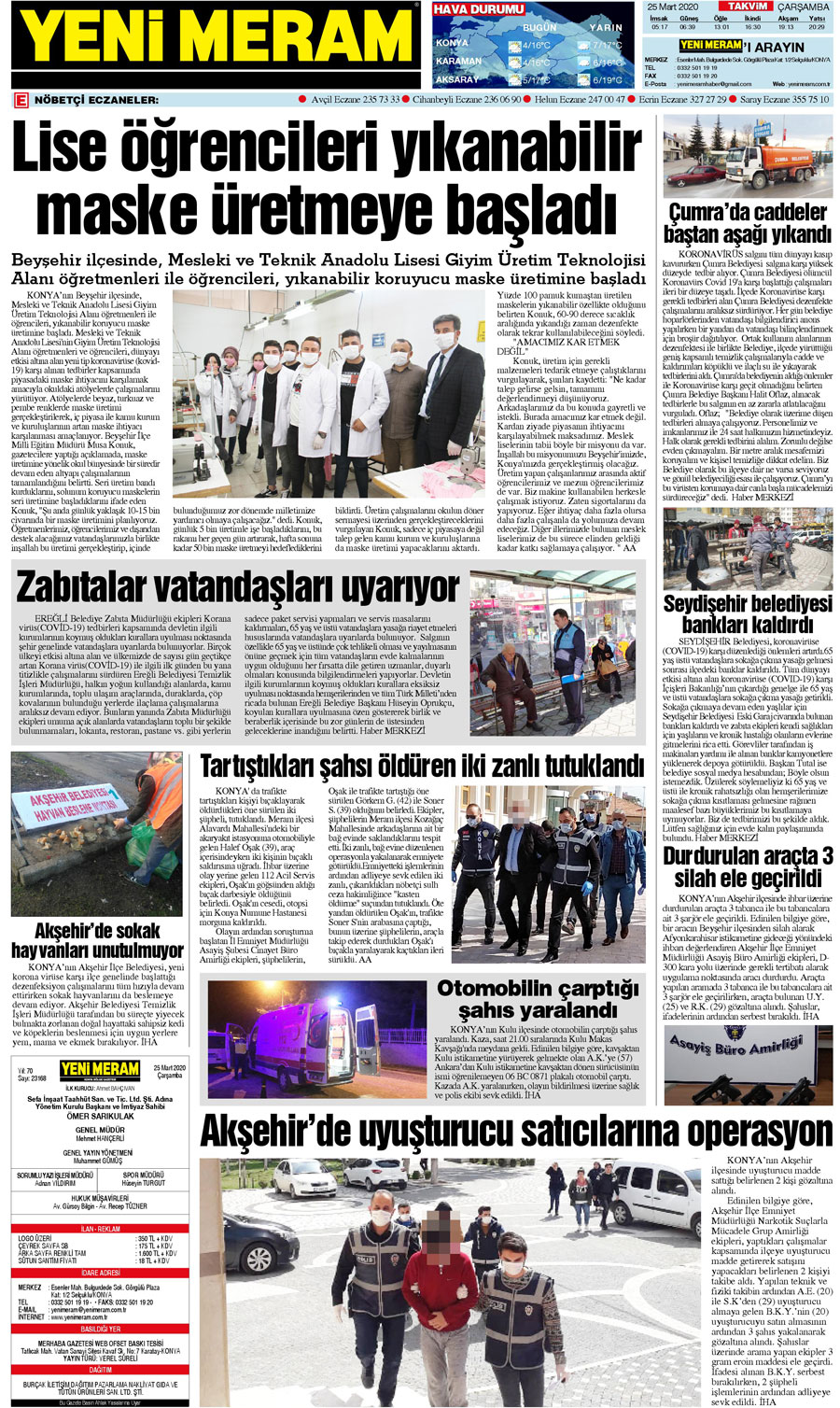 25 Mart 2020 Yeni Meram Gazetesi