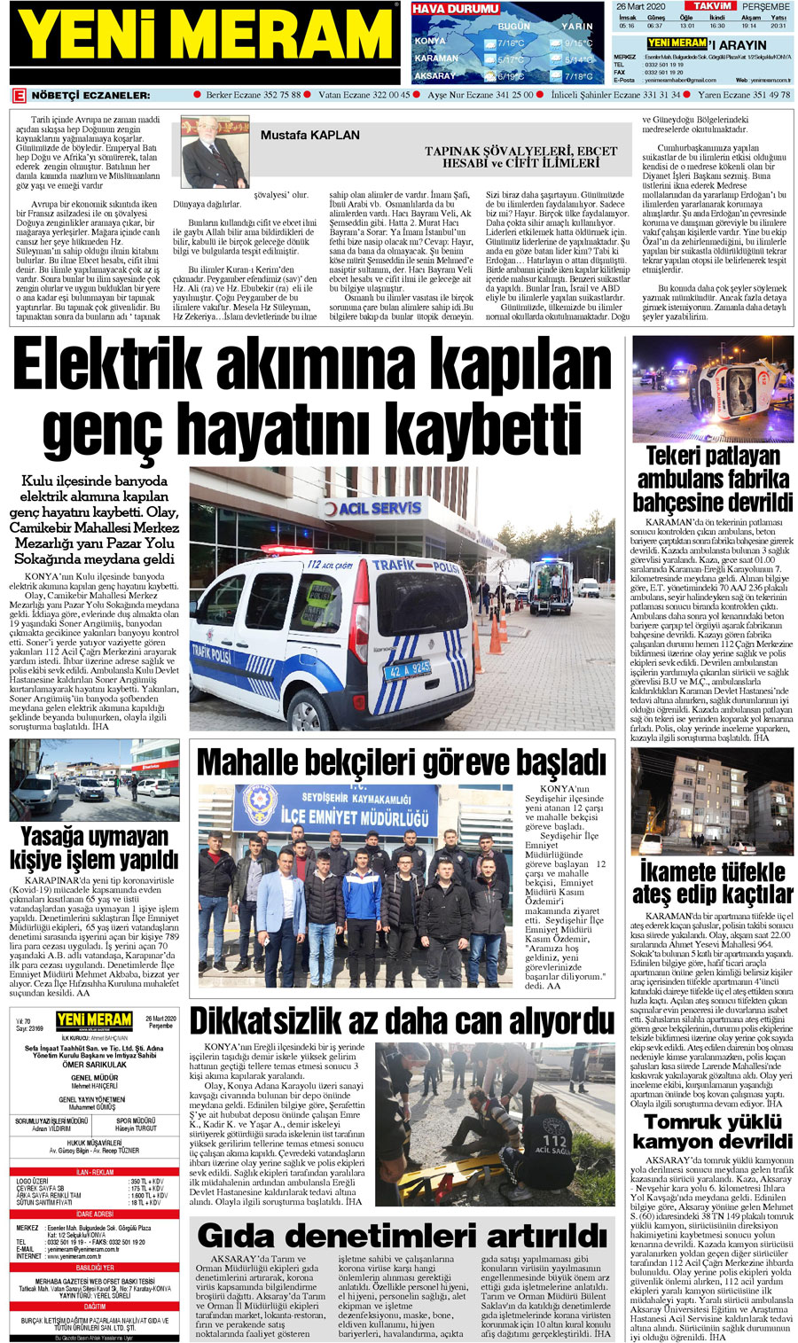 26 Mart 2020 Yeni Meram Gazetesi