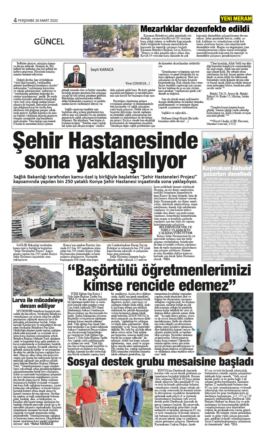 26 Mart 2020 Yeni Meram Gazetesi