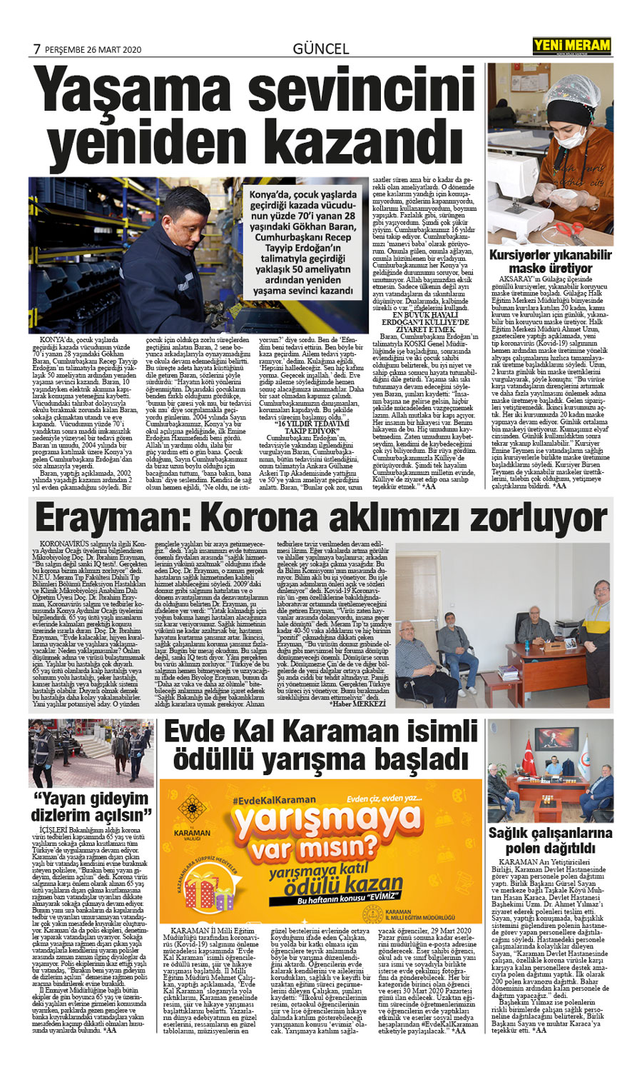 26 Mart 2020 Yeni Meram Gazetesi