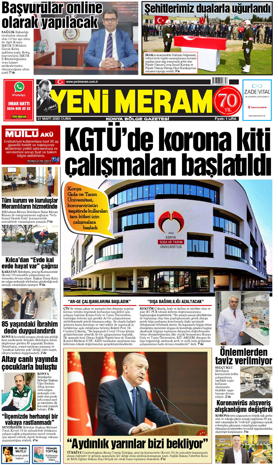 27 Mart 2020 Yeni Meram Gazetesi