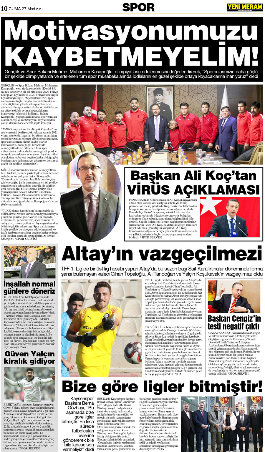 27 Mart 2020 Yeni Meram Gazetesi