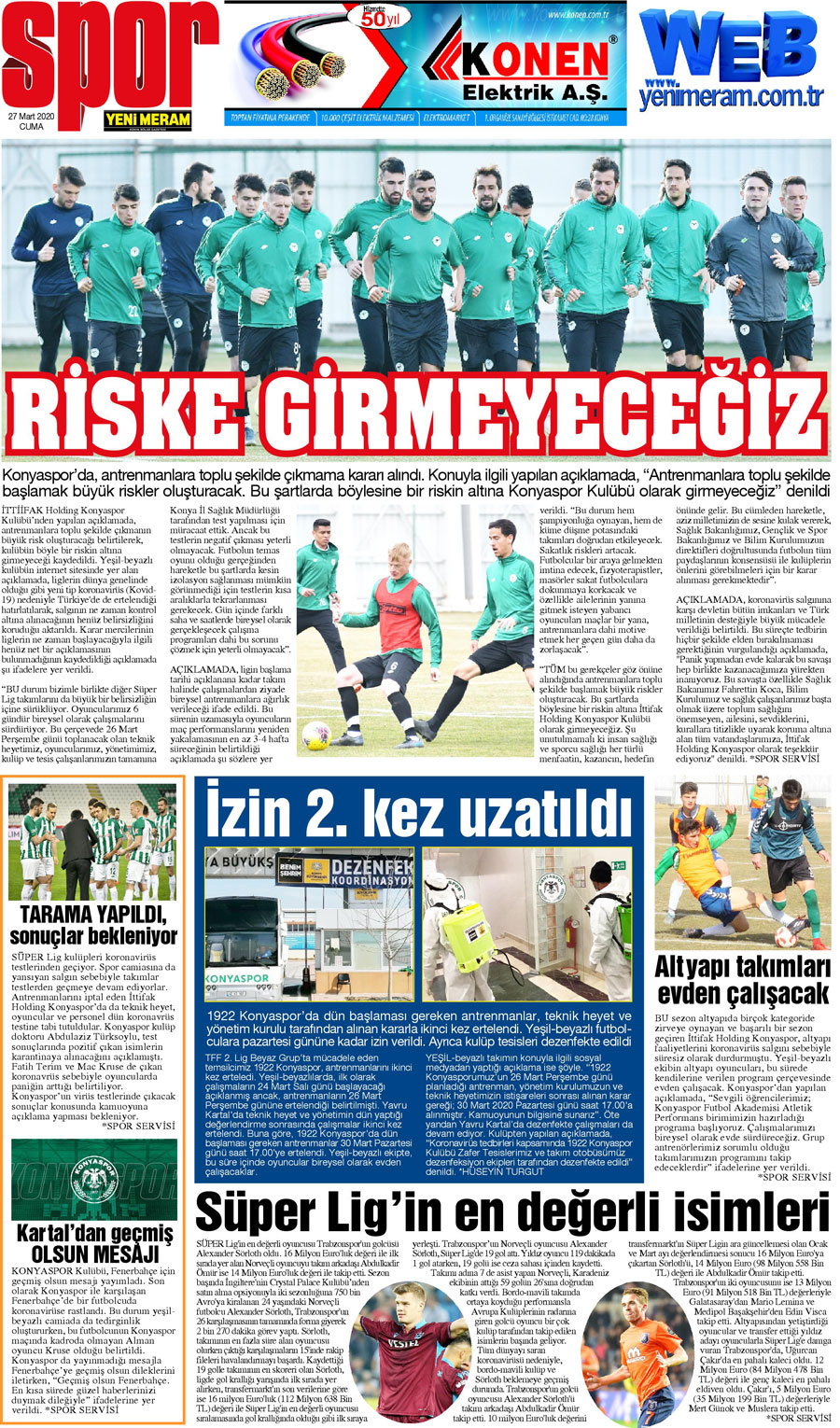 27 Mart 2020 Yeni Meram Gazetesi