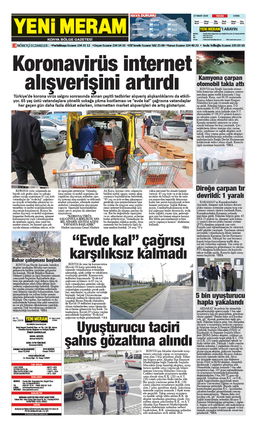 27 Mart 2020 Yeni Meram Gazetesi