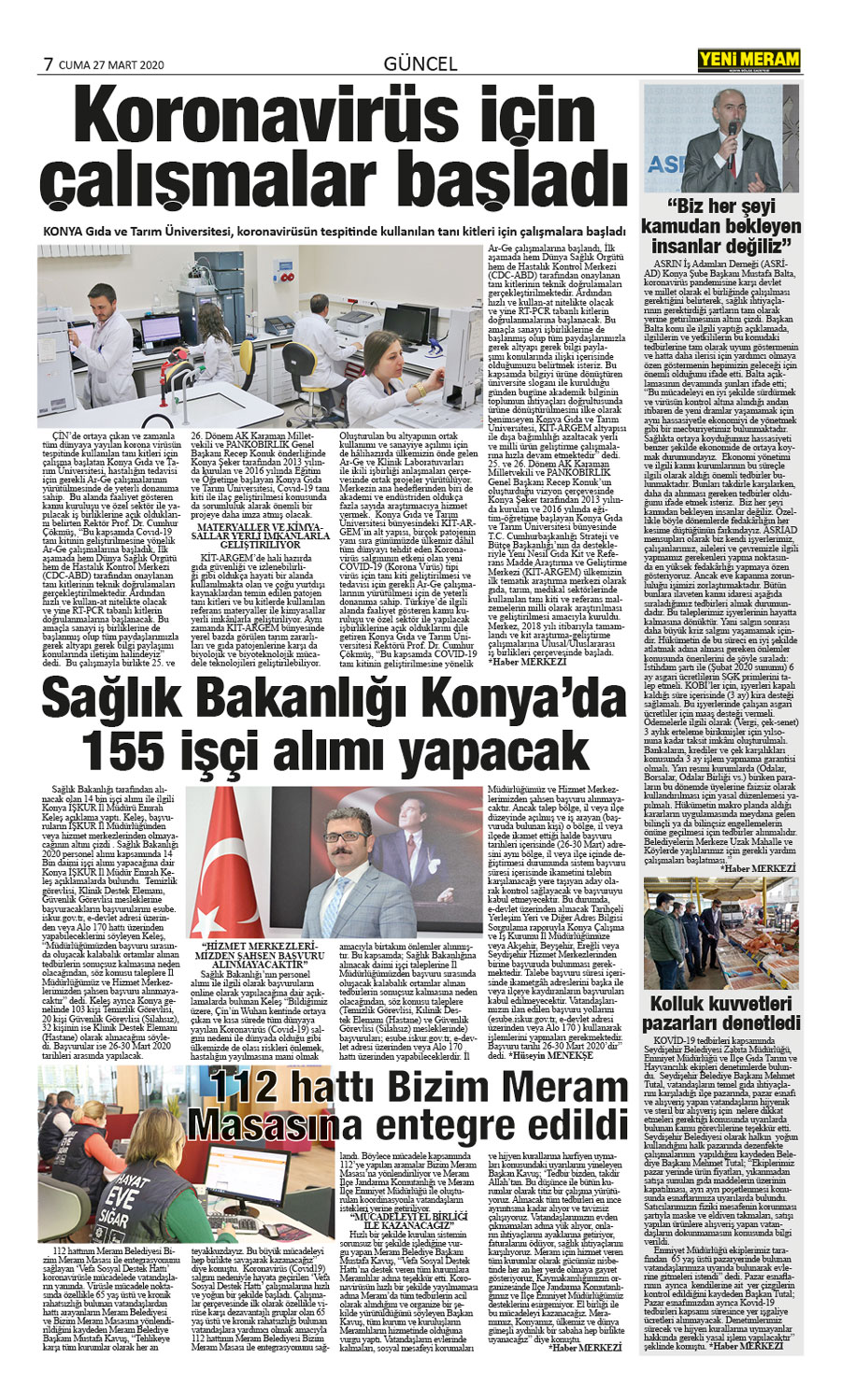 27 Mart 2020 Yeni Meram Gazetesi