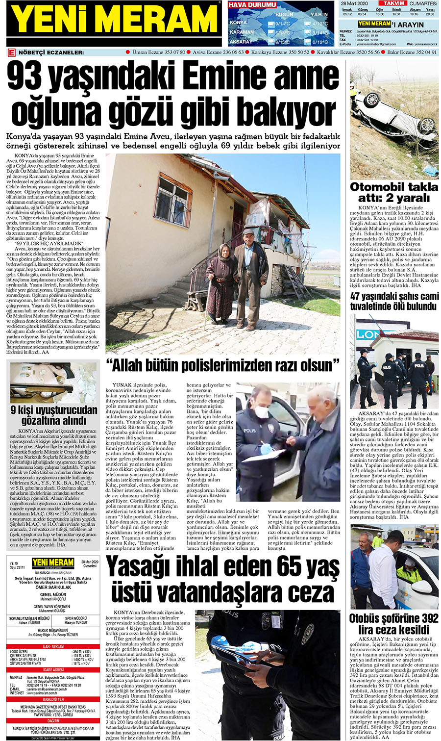 28 Mart 2020 Yeni Meram Gazetesi