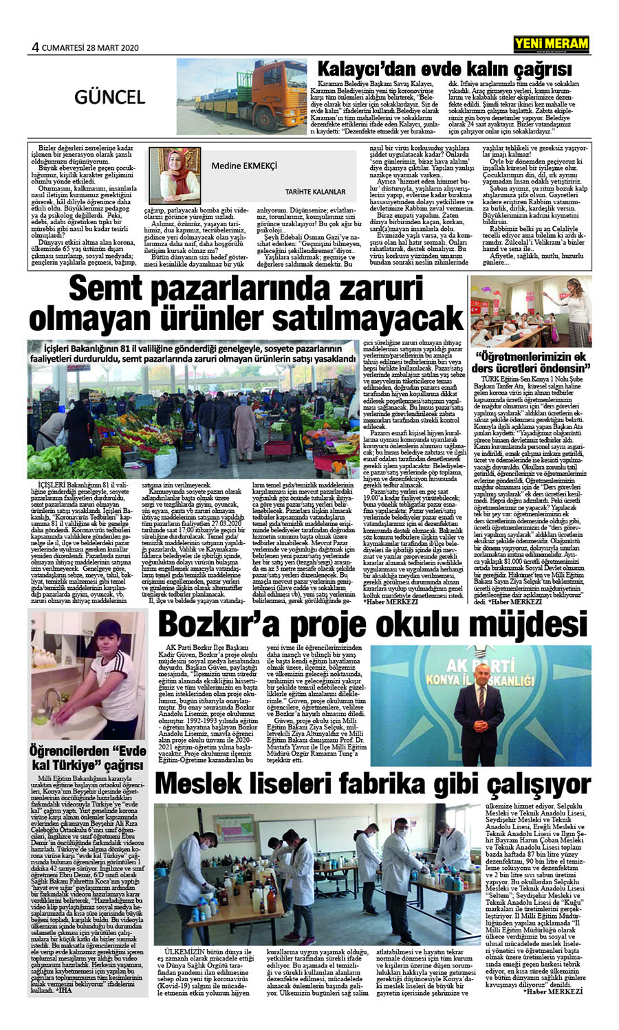 28 Mart 2020 Yeni Meram Gazetesi