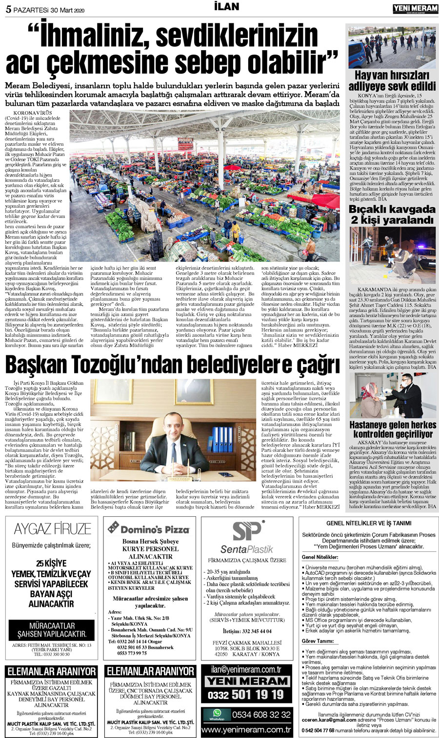 30 Mart 2020 Yeni Meram Gazetesi