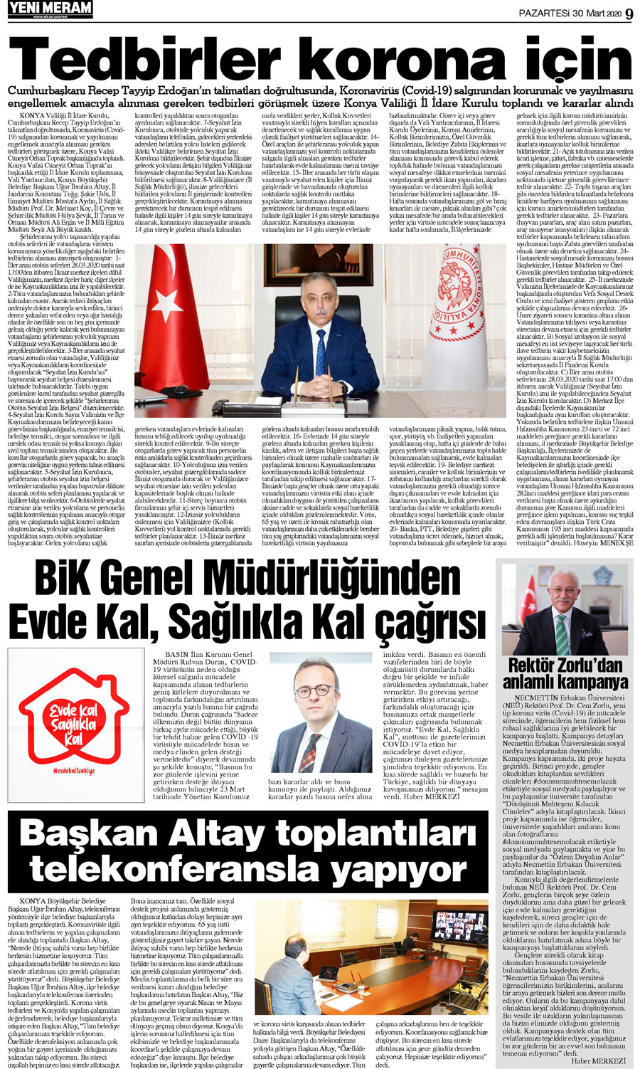 30 Mart 2020 Yeni Meram Gazetesi