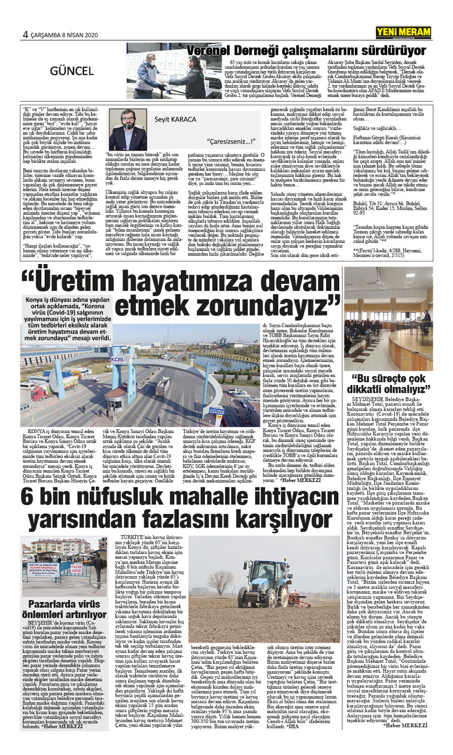 8 Nisan 2020 Yeni Meram Gazetesi