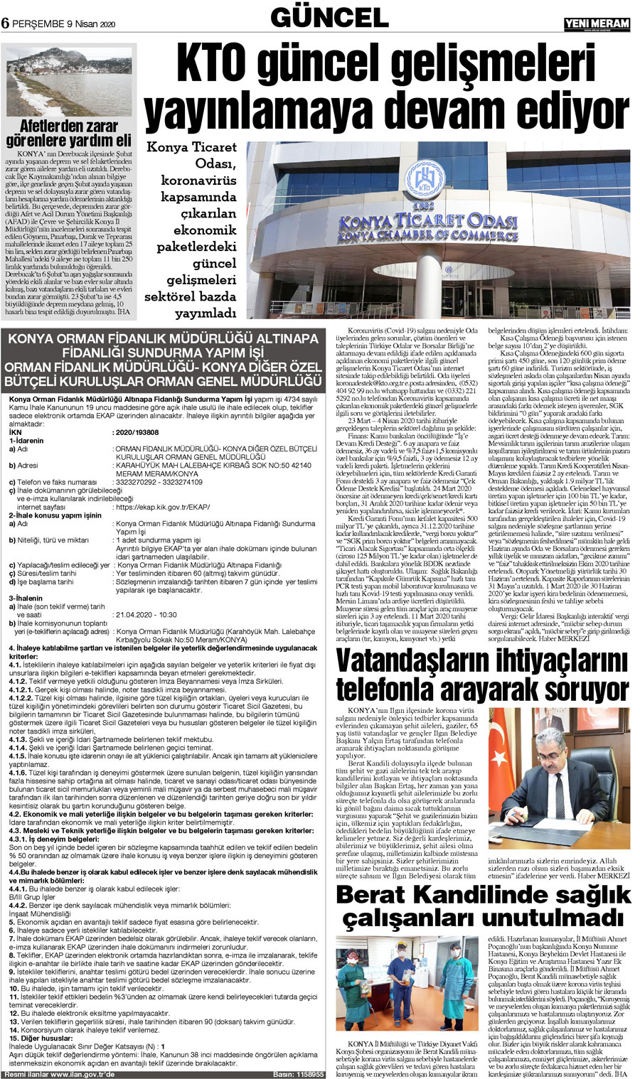 9 Nisan 2020 Yeni Meram Gazetesi