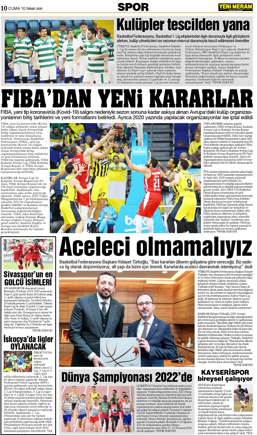 10 Nisan 2020 Yeni Meram Gazetesi