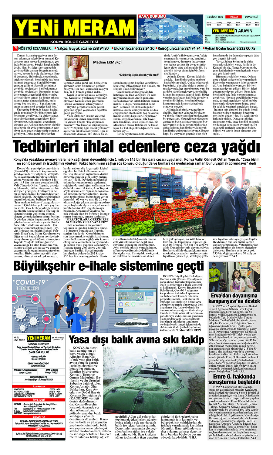 11 Nisan 2020 Yeni Meram Gazetesi