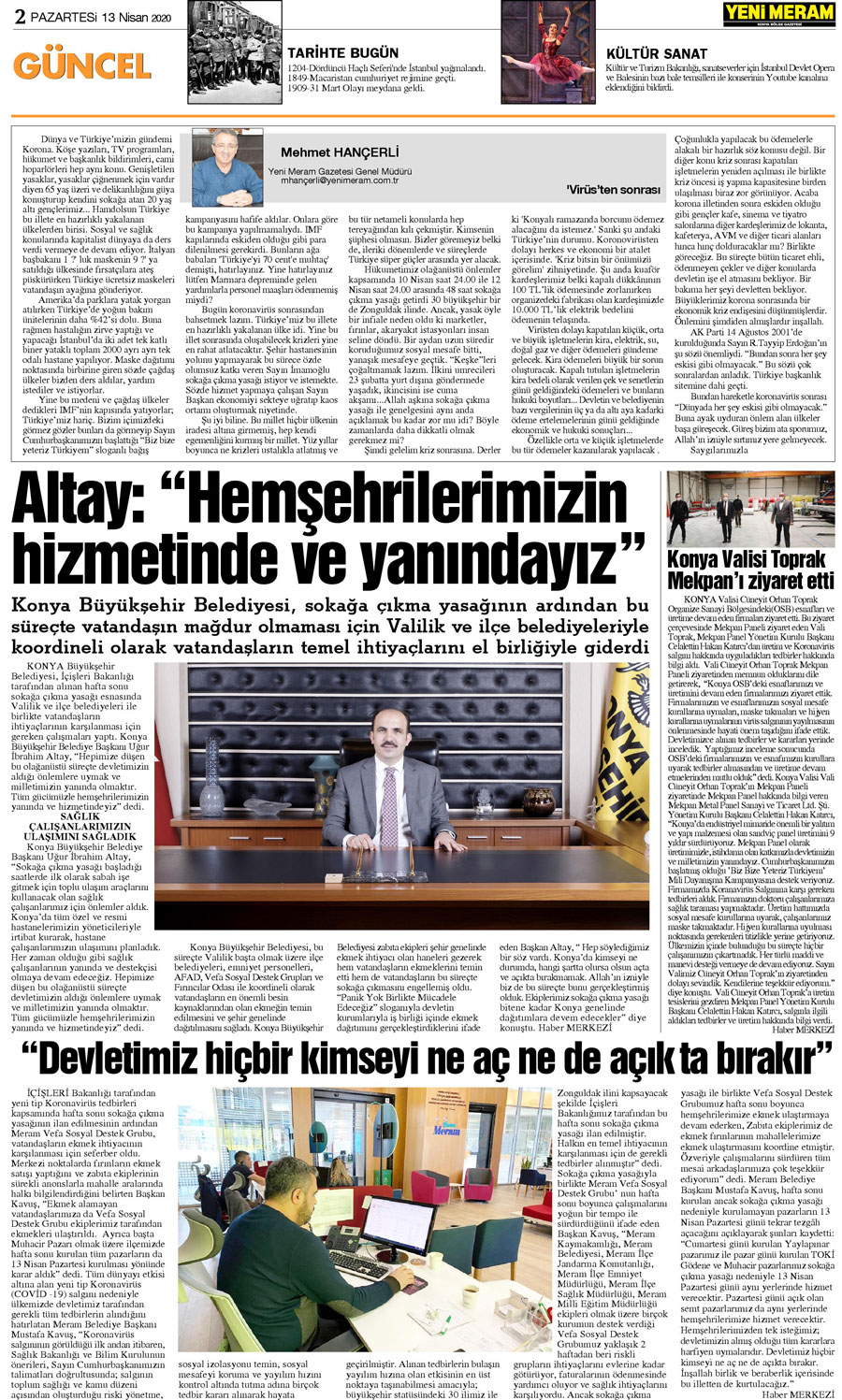 13 Nisan 2020 Yeni Meram Gazetesi