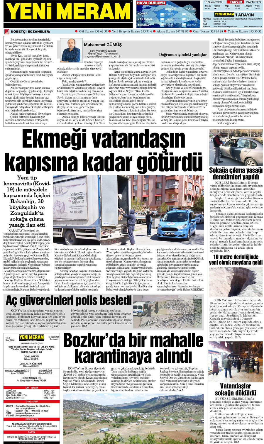 13 Nisan 2020 Yeni Meram Gazetesi